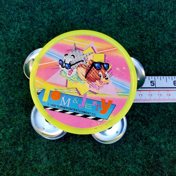 Tom & Jerry Mini Tambourine 1990 Turner Entertainment 4in Instrument - Picture 4 of 9